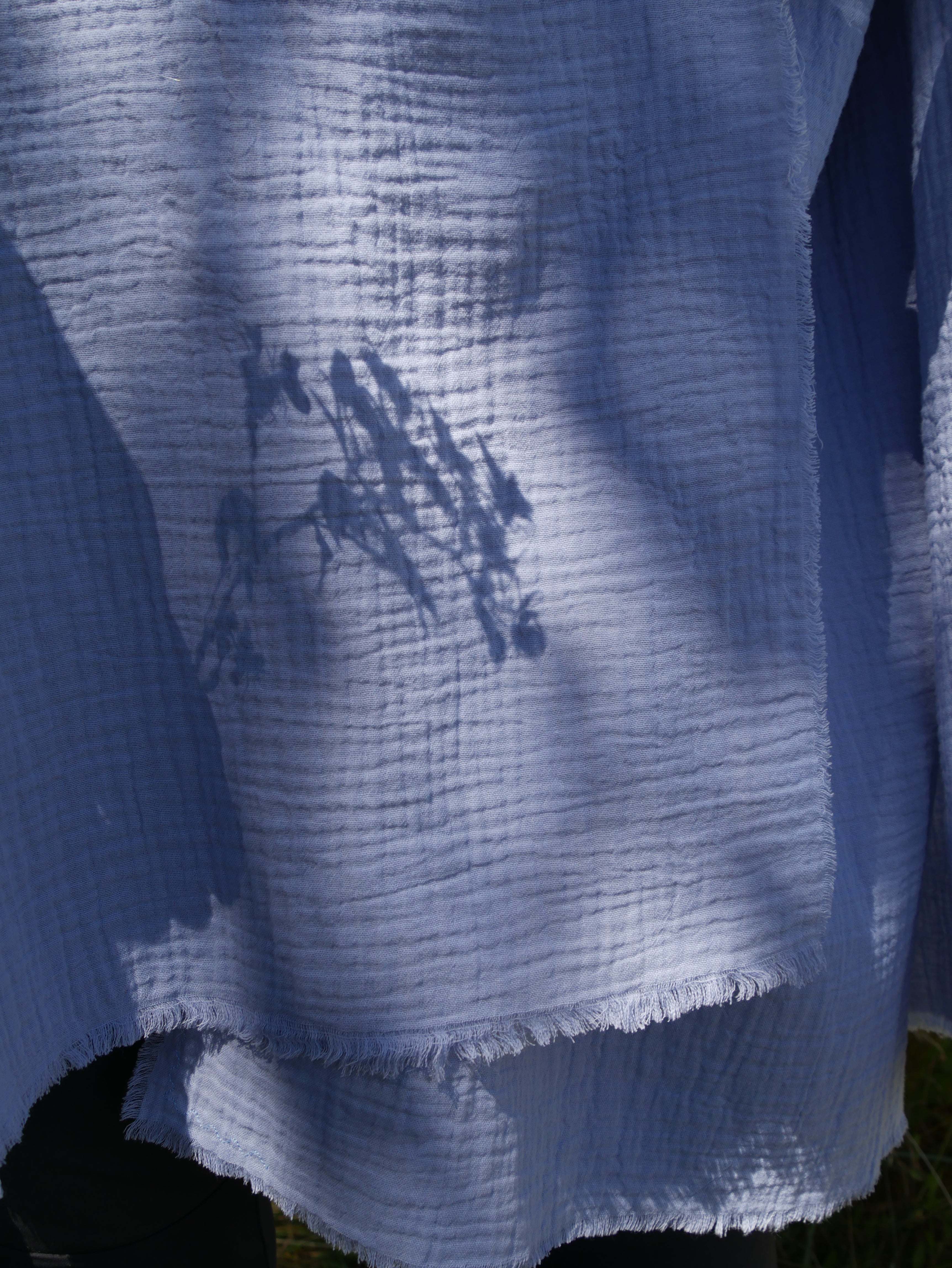 Echarpe, Étole XXL en double gaze de coton – Bleu Lavande