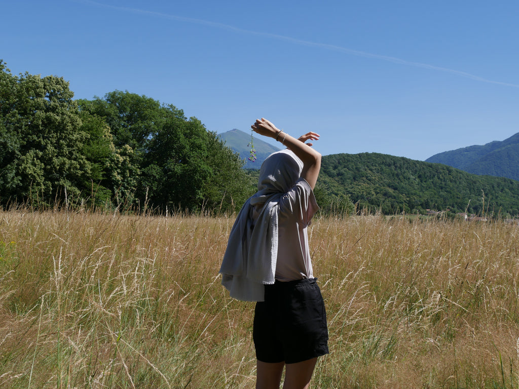 Echarpe, Étole XXL en double gaze de coton – Gris Nuage