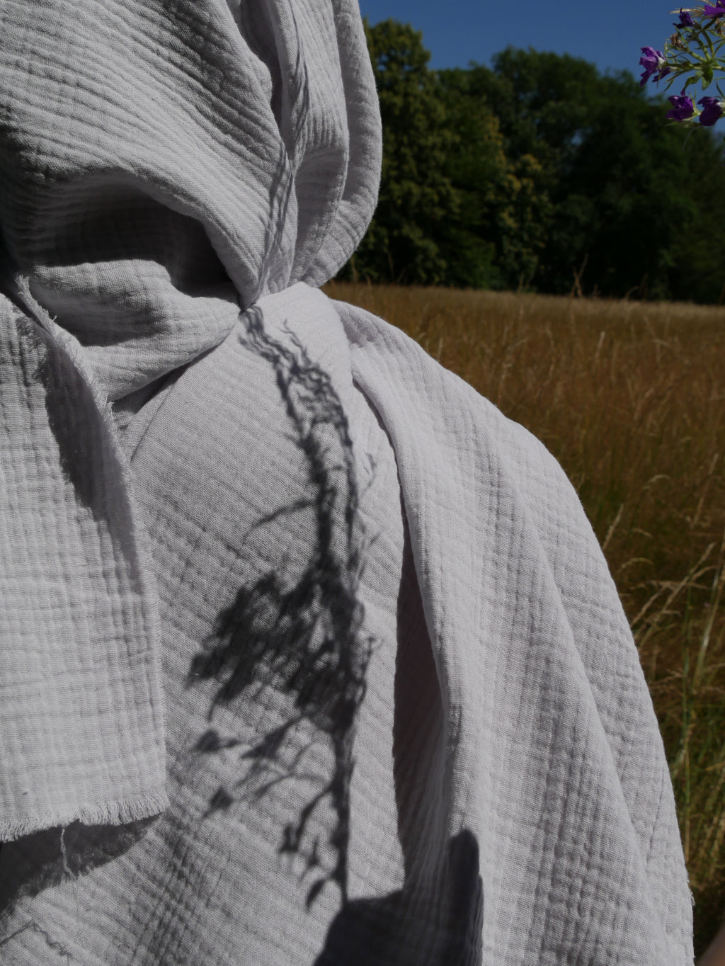 Echarpe, Étole XXL en double gaze de coton – Gris Nuage