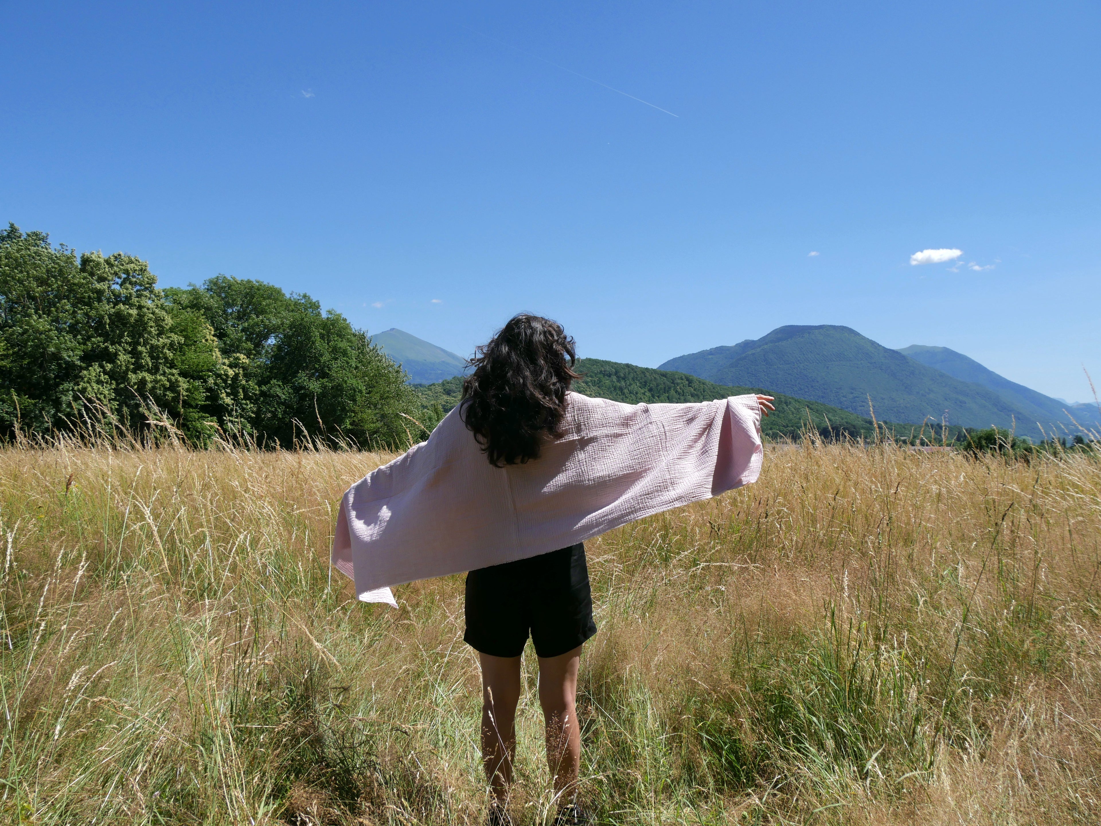 Echarpe, Étole XXL. Douceur de la  double gaze de coton – Rose Poudré